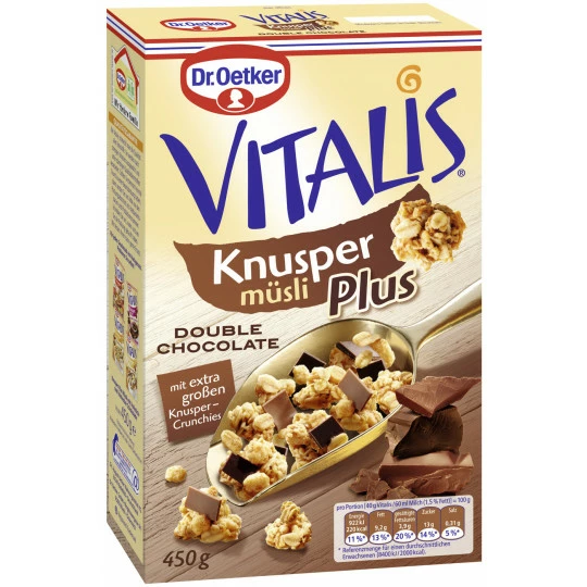 Dr. Oetker Vitalis Knusper Plus Double Chocolate 450G 3 Dr. Oetker Vitalis Knusper Plus Double Chocolate 450G