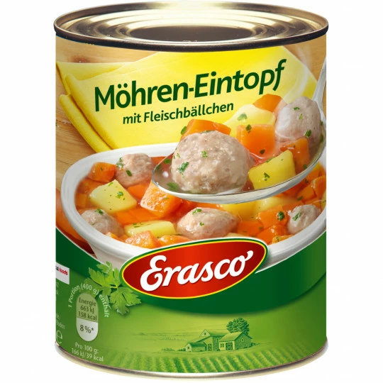 Erasco Möhren-Eintopf Mit Fleischbällchen 800G 3 Erasco Möhren-Eintopf Mit Fleischbällchen 800G