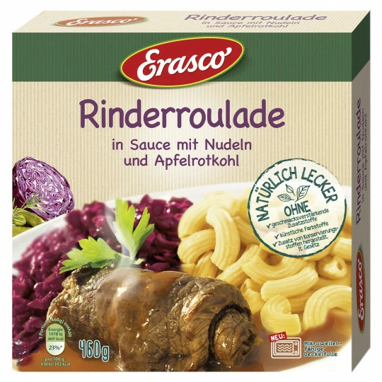 Erasco Rinderroulade In Sauce Mit Nudeln & Apfelrotkohl 460G 3 Erasco Rinderroulade In Sauce Mit Nudeln & Apfelrotkohl 460G